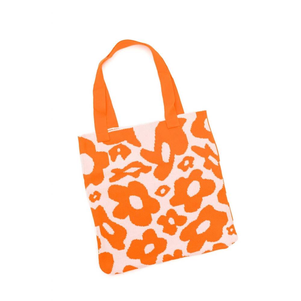 NEW 123 AMORE women's lazy daisy knit bag in orange